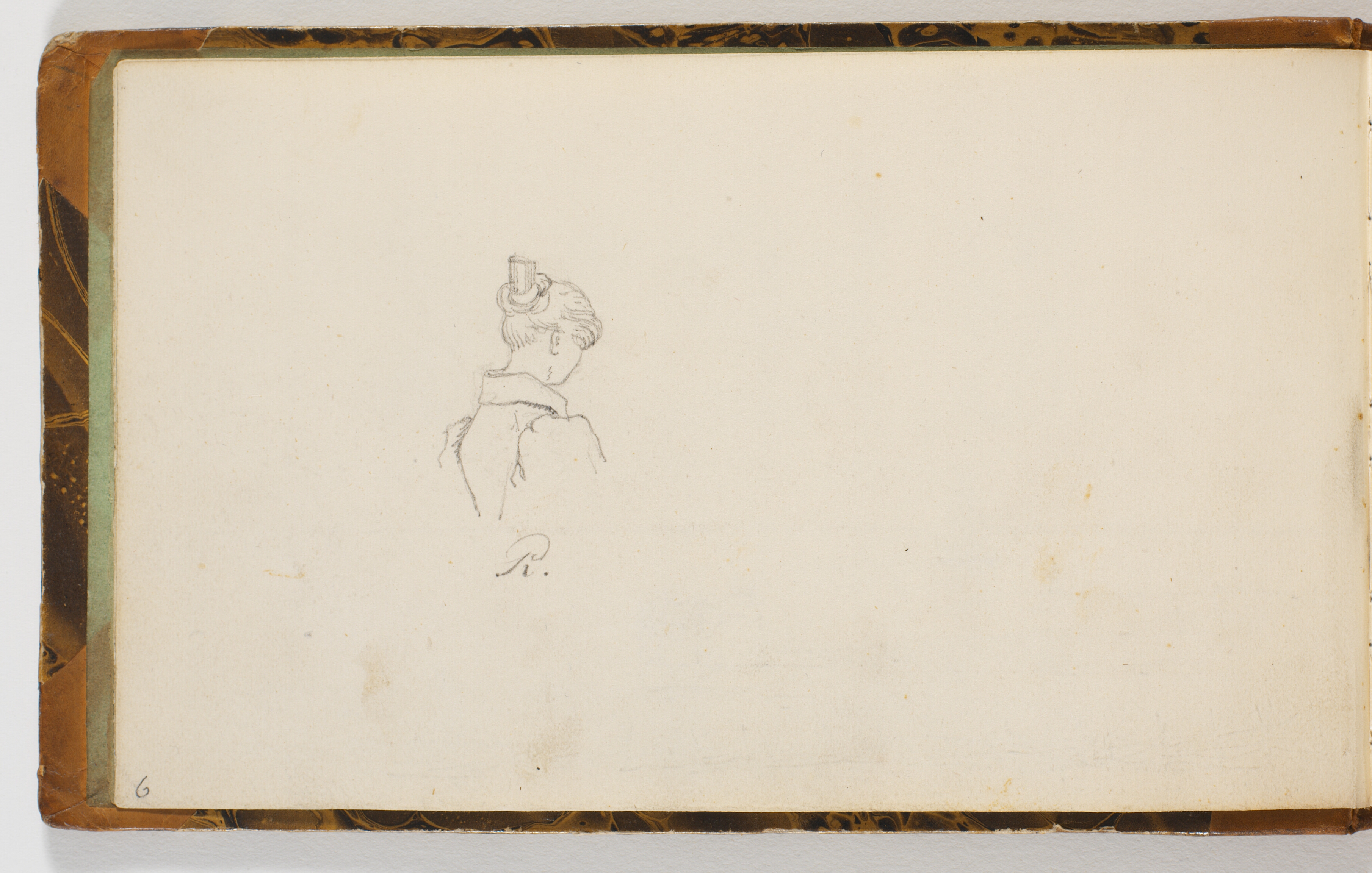 Studie af en kvinde set fra ryggen i halvfigur